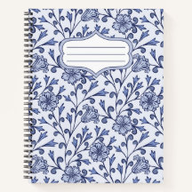 Blaues Blumen-Spiralnotizbuch 21,59x27,94 cm – Bla