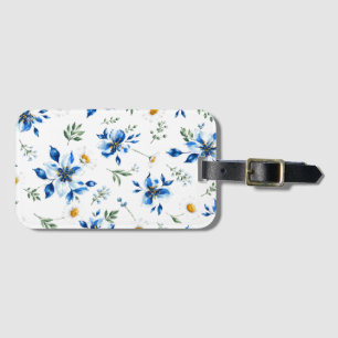 Blaues Blumen-Wasserfarben-Gepäckanhänger. Gepäckanhänger