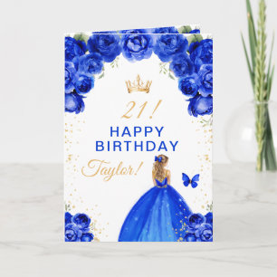 Blaues Blumenblondes Mädchen Alles Gute zum Geburt Karte