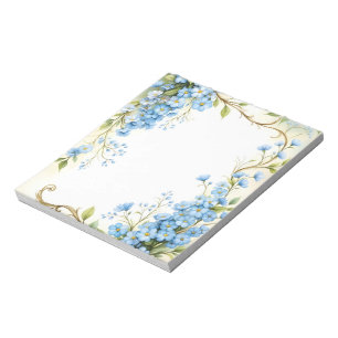 Blaues Blumeneckdesign Notizblock