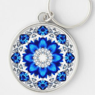💙 Blaues Blumenkranz Namensanhänger Geschenk 🔑 Schlüsselanhänger