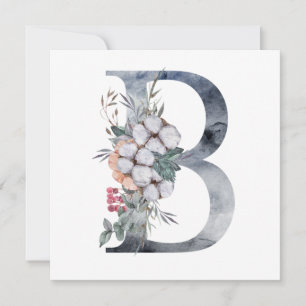 Blaues Blumenmonogramm Initial B Karte