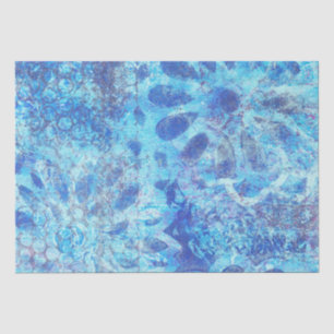 Blaues BlumenMonoprint Seidenpapier