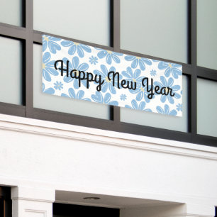 Blaues Blumenmuster - Anpassbares Banner