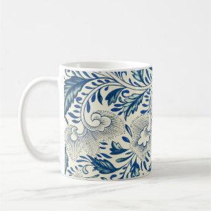 Blaues Blumenmuster Antikes asiatisches Design Kaffeetasse