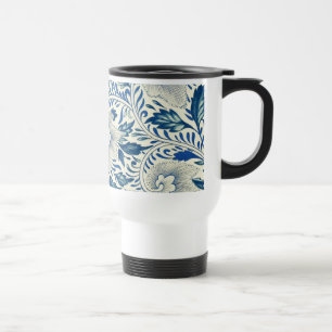 Blaues Blumenmuster Antikes asiatisches Design Reisebecher