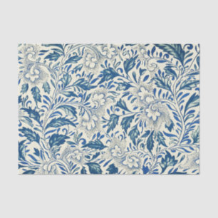 Blaues Blumenmuster Antikes asiatisches Design Seidenpapier