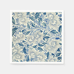 Blaues Blumenmuster Antikes asiatisches Design Serviette