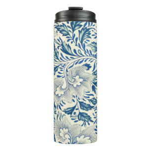 Blaues Blumenmuster Antikes asiatisches Design Thermosbecher