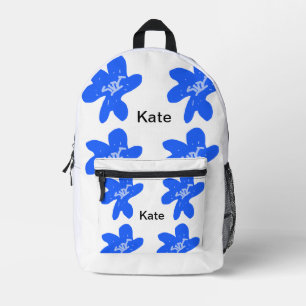 Blaues Blumenmuster Aquarellmuster Bedruckter Rucksack