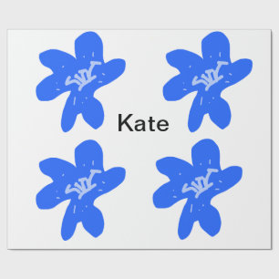 Blaues Blumenmuster Aquarellmuster Geschenkpapier