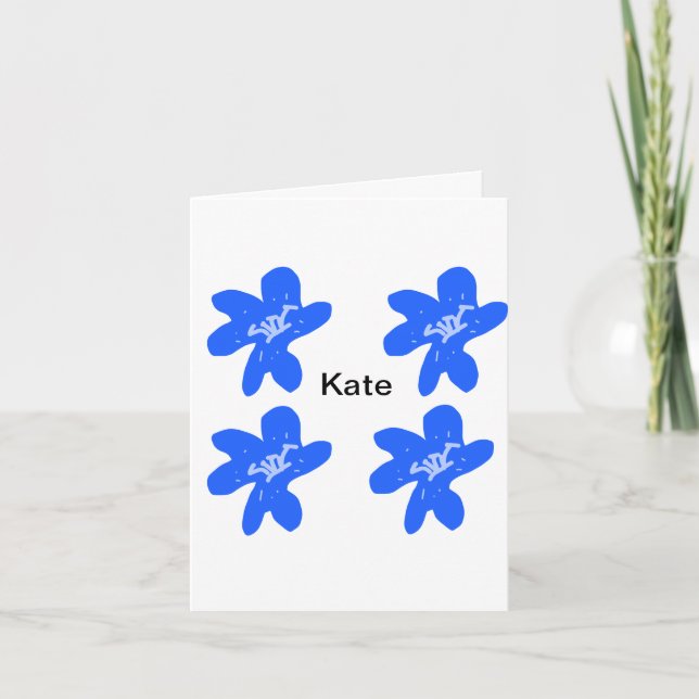 Blaues Blumenmuster Aquarellmuster Karte (Vorderseite)