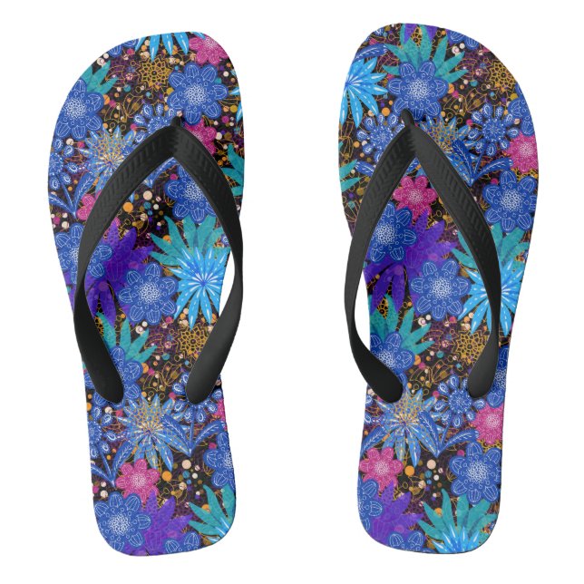 Blaues Blumenmuster | Beautiful Flip Flops (Fußbett)