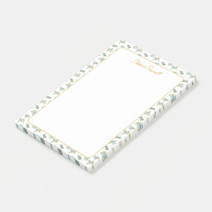 Blaues Blumenmuster Eleganter Individuelle Name Ge Post-it Klebezettel