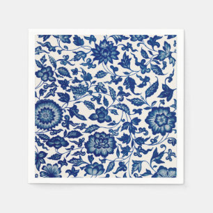 Blaues Blumenmuster – Elegantes Cocktailparty-Papi Serviette