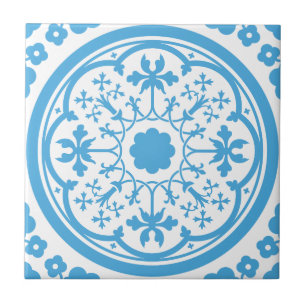 Blaues Blumenmuster Fliese