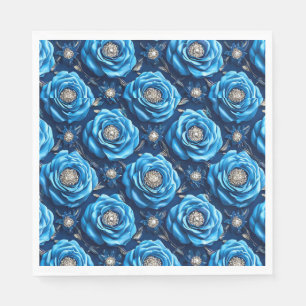Blaues Blumenmuster für die stilvolle romantische  Serviette