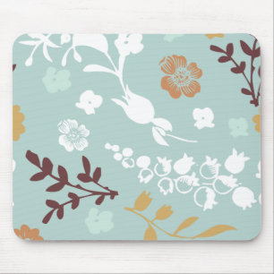 Blaues Blumenmuster girly Chic Mod der Mousepad