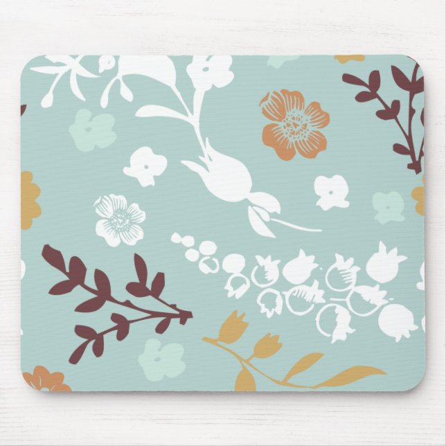 Blaues Blumenmuster girly Chic Mod der Mousepad (Vorne)