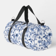 Blaues Blumenmuster im Vintage-Toile-Stil