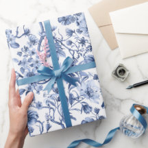 Blaues Blumenmuster im Vintage-Toile-Stil 