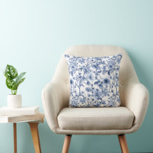 Blaues Blumenmuster im Vintage-Toile-Stil