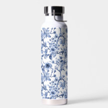 Blaues Blumenmuster im Vintage-Toile-Stil