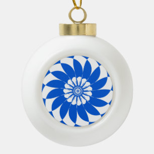Blaues Blumenmuster Keramik Kugel-Ornament