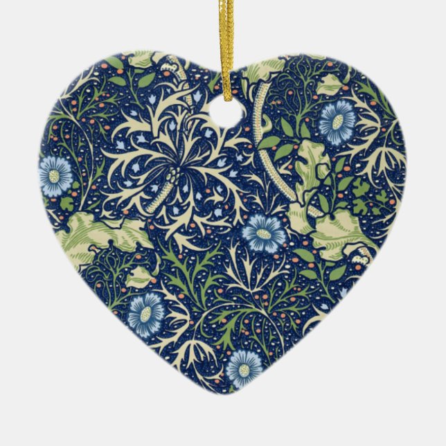 Blaues Blumenmuster Keramikornament (Vorne)