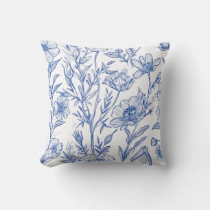 Blaues Blumenmuster Kissen