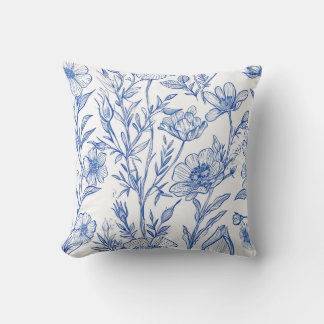 Blaues Blumenmuster Kissen