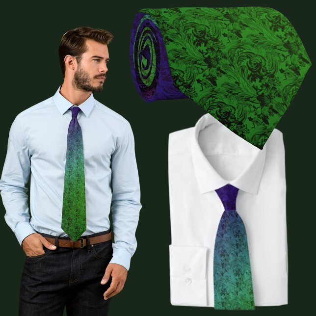 Blaues Blumenmuster Krawatte (Blue Green Floral Pattern Necktie Neckwear)