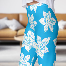 Blaues Blumenmuster Leggings