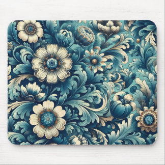Blaues Blumenmuster-Mauspad Mousepad