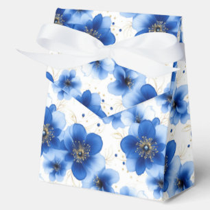 Blaues Blumenmuster mit goldenen Akzenten Geschenkschachtel