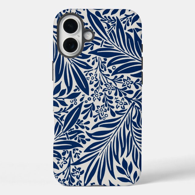 blaues Blumenmuster mit vielfältigen Blättern und  Case-Mate iPhone Hülle (Rückseite)
