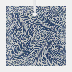 blaues Blumenmuster mit vielfältigen Blättern und  Ornament Aus Glas