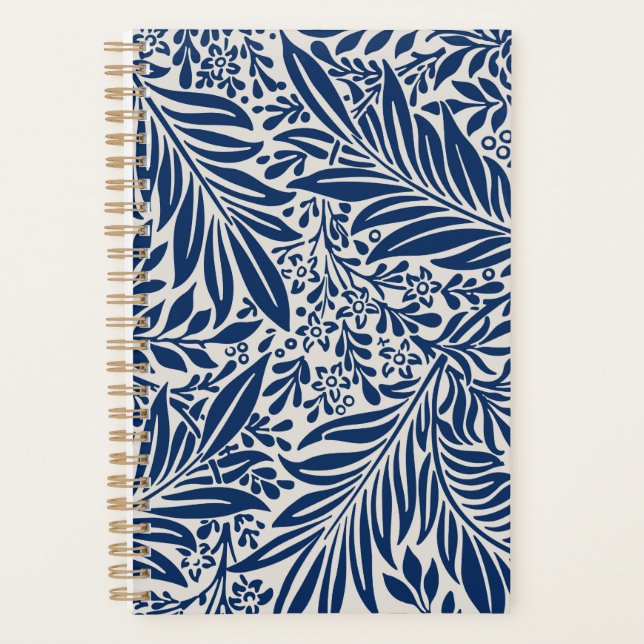 blaues Blumenmuster mit vielfältigen Blättern und  Planer (Vorderseite)