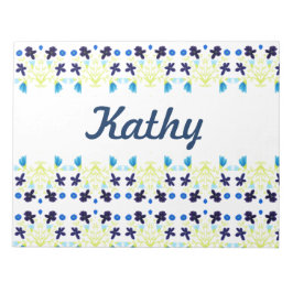 Blaues Blumenmuster Notizblock