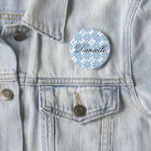 Blaues Blumenmuster - Personalisierter Button