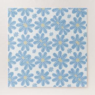 Blaues Blumenmuster - Puzzle