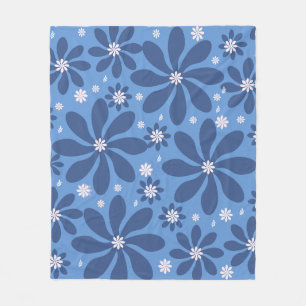 Blaues Blumenmuster - Stilvolle Akzente Fleecedecke