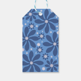 Blaues Blumenmuster - Stilvolle Akzente Geschenkanhänger