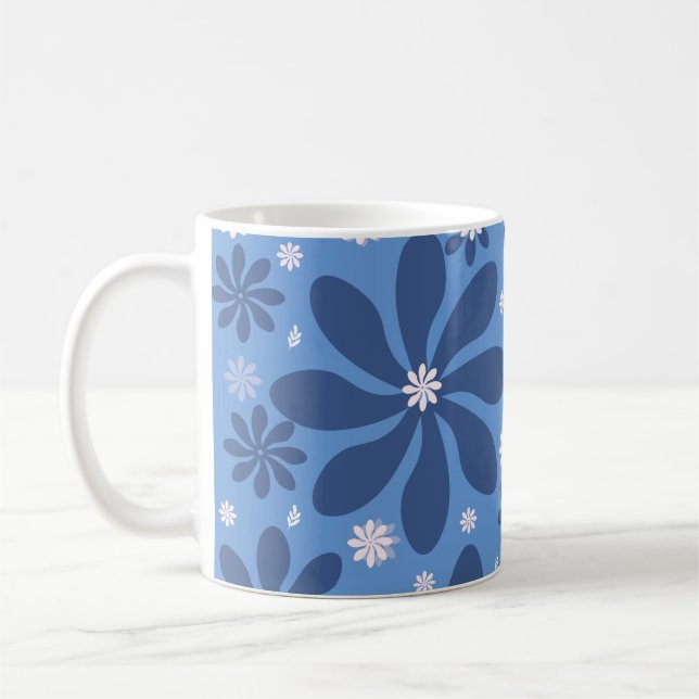 Blaues Blumenmuster - Stilvolle Akzente Kaffeetasse (Links)