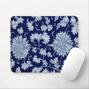Blaues Blumenmuster Vintages chinesisches Dekor Mousepad