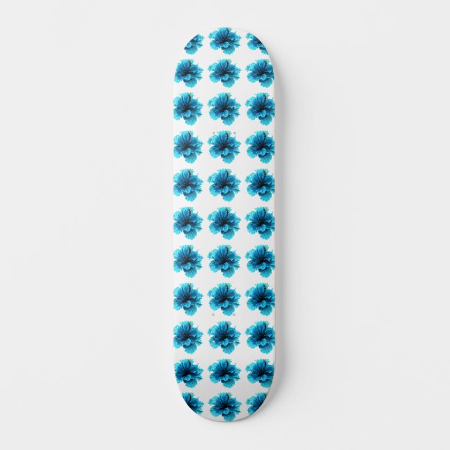 Blaues Blumenskateboard Skateboard (Vorderseite)