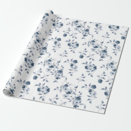 Blaues Blumenwatt-Geschenkpapier Geschenkpapier