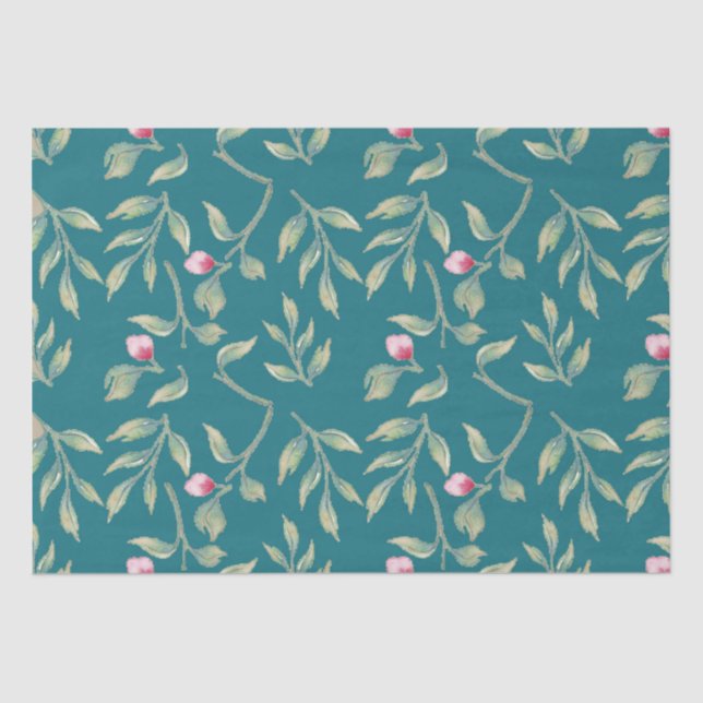 Blaues Blumenzapier Seidenpapier (Vorderseite)