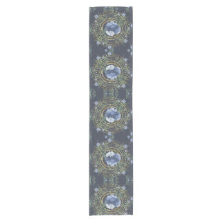 Blaues Blumig Modern Vintage Kurzer Tischläufer