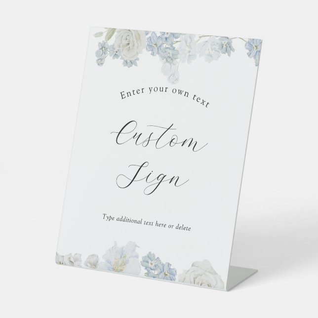 Blaues Blüten Custom-Text-Schild Sockelschild (Vorderseite)